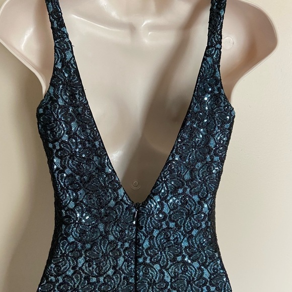 Gunne Sax Jessica McClintock Vintage Black Lace Maxi Dress Y2K Sequin Whimsygoth - Picture 4 of 6